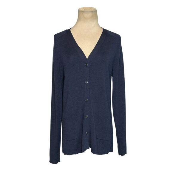 Talbot navy blue long sleeves button cardigan size Large - Picture 1 of 13